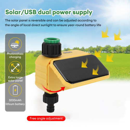 Smart Irrigation Controller Solar Water Timer with Rain Sensor, Multi Program Scheduling, Filter for Garden 1
