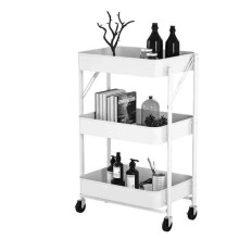 3 Tier Rolling Storage Cart with Wheels, Metal Mesh Utility Cart for Home Office, Large Capacity Organizer