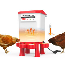 11L Thermostatically Controlled Heated Chicken Waterer, Automatic Poultry Waterer for Winter Use, Red Hanging Design