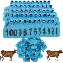 Blue Plastic Livestock Ear Tags No.601700 for Cattle Sheep Goats Pigs, Numbered Animal ID Tags