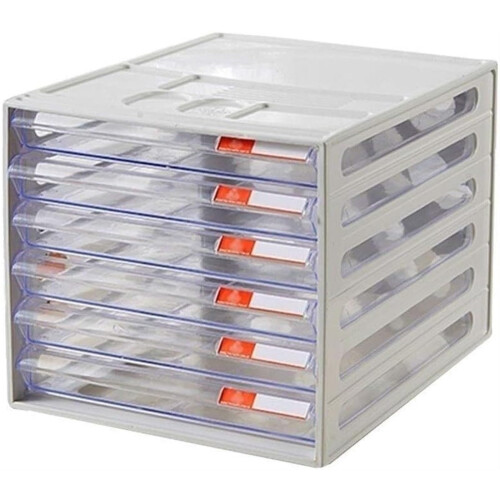 Plastic File Cabinet 6Layer Desktop Drawer Organizer for A4 Documents with Visible Front Design