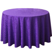 (180cm, Purple) Tablecloths Machine Washable Neat Edges Round Spillproof Polyester Fabric Table Cover For Home