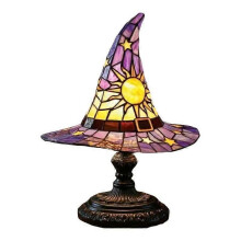 (Purple) Colorful Witch Hat LED Table Lamp, Handmade Wizard Hat Shape Night Light Ornament ,Creative USB Socket Light Bedroom Decoration