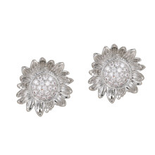 Elegante bloemvormige hoofdtelefoongespen, clip-on-Zilver
