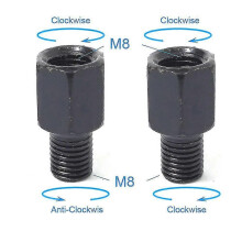 (M8M8 (RR and RL)) Pair Black Motorcycle Mirror Adapters M10 10mm M8 8mm Rearview Mirrors Conversion Bolt Clockwise Anti-clock Right Left Thread
