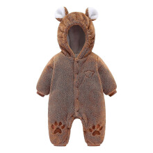(80, A) Newborn Infant Baby Cute Bear Ear Warm Fleece Snowsuit Winter Thick Hooded Romper Long Sleeve Coats Warm Outwear Jumpsuit Bodysuits