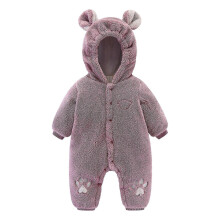 (90, D) Newborn Infant Baby Cute Bear Ear Warm Fleece Snowsuit Winter Thick Hooded Romper Long Sleeve Coats Warm Outwear Jumpsuit Bodysuits