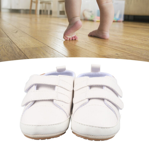 White PU Leather Baby Sneakers, Size 3, 13cm 2