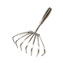 Stainless Steel Clam Rake with Ergonomic Grip, 7Tooth Beach Clamming Tool for Shell Digging