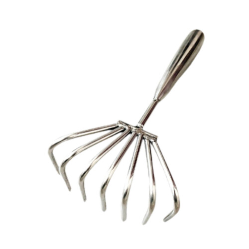 Stainless Steel Clam Rake with Ergonomic Grip, 7Tooth Beach Clamming Tool for Shell Digging