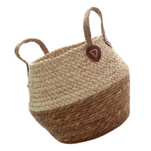 Wicker Basket Handwoven Rustic Design Decorative Straw Storage Basket with Handle for Home Decor