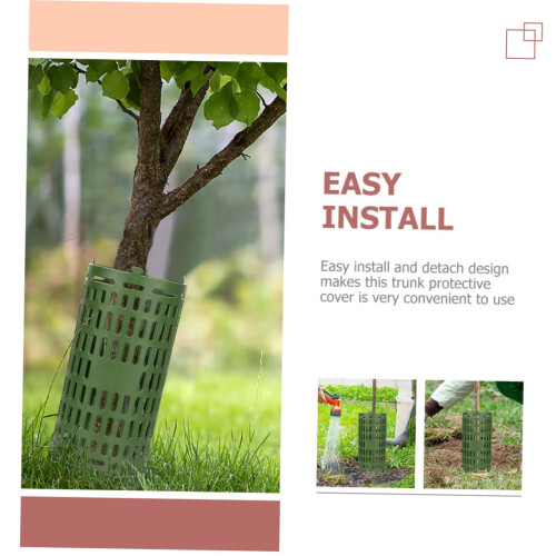 3Pcs Durable Tree Trunk Protector Set with Quick Locking Hook, Adjustable Tree Guard for Saplings 2