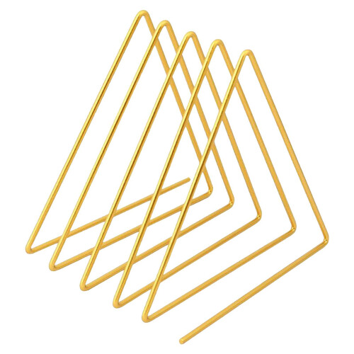 Gold Metal Vinyl Record Holder, Compact Triangular Record Storage Rack, Matte Gold Display Organizer