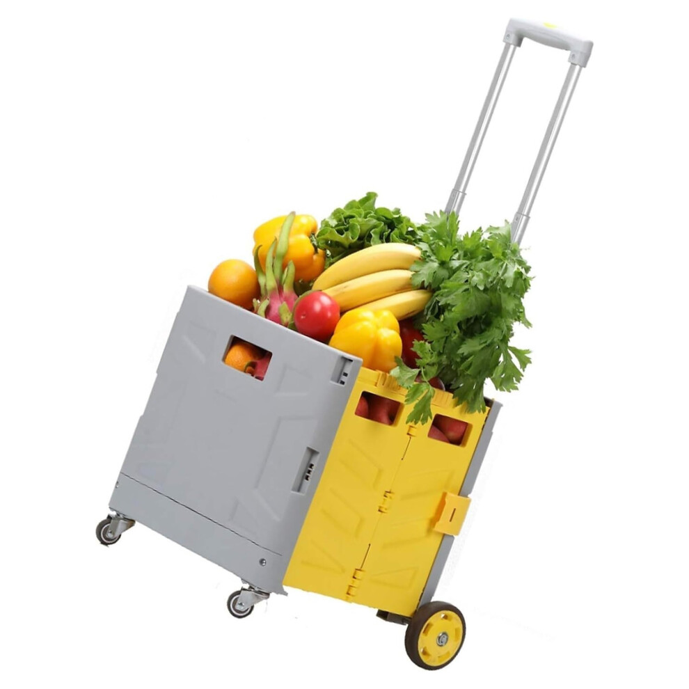 Folding Shopping Cart With Lid, Adjustable Aluminum Handle, Lightweight Utility Trolley For Travel 9771547865681