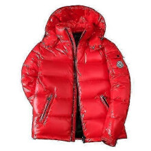 (XL 70-75kg, red) Winter Men's Warm Hooded Duck Down Jacket Short Coat