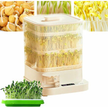 3 Layer Automatic Bean Sprout Machine with LED Display, 360 Spray and Smart Seasonal Modes for Home