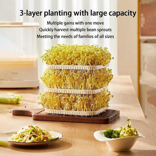 3 Layer Automatic Bean Sprout Machine with LED Display, 360 Spray and Smart Seasonal Modes for Home 2