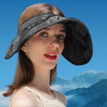 (black) Foldable Women's Sun Protection Sun Hat Outdoor Shell Fisherman's Hat Multifunctional Hair Band Hat