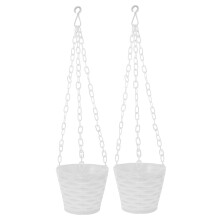 2pcs Plastic Hanging Flower Pots with Hooks, Durable Planters for Indoor Outdoor Garden Balcony Decor