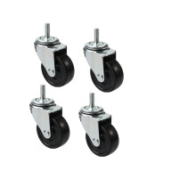 2.5 Inch Swivel Rubber Caster Wheels Set M8 M10 M12 Threaded Stem Furniture Casters Heavy Duty Wear Resistant