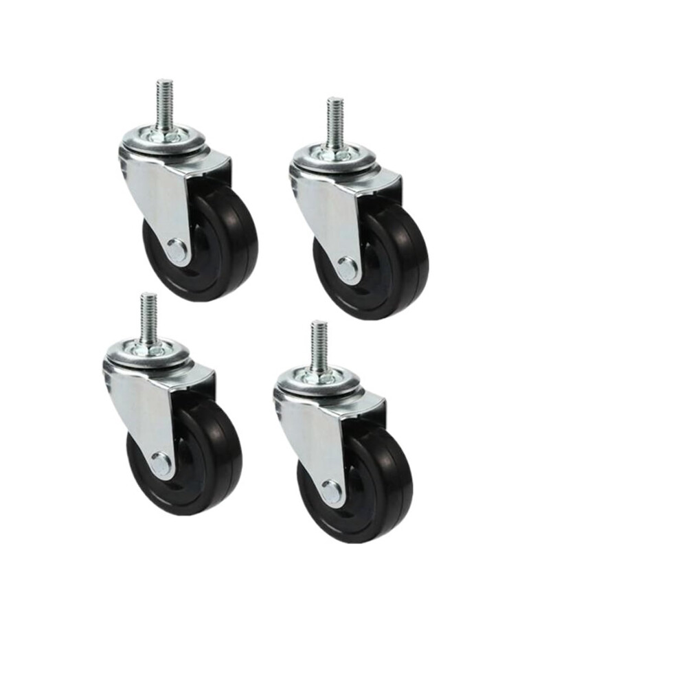 2.5 Inch Swivel Rubber Caster Wheels Set M8 M10 M12 Threaded Stem Furniture Casters Heavy Duty Wear Resistant 9771547866107