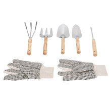 Garden Tool Set 6 Piece Stainless Steel Gardening Tools with Ergonomic Wooden Grip and Gloves