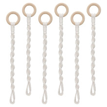 6 Pack Adjustable Macrame Plant Hanger Extenders with Wooden Rings, Handcrafted Cotton Rope Extensions for Indoor Outdoor Use