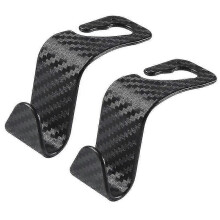 (Carbon Black 2Pcs) Car Seat Back Hanger Universal Car Seat Headrest Hook Storage Hanger Vehicle Back Seat Organizer Holder Car Accessories Interior