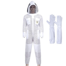 3 Layer Ventilated Beekeeping Suit with Veil Hood and Gloves Full Body Bee Protection (M)