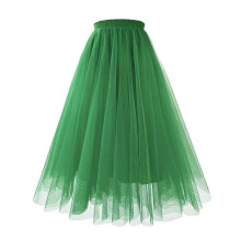 (M, Green) 2025 Womens Pleated Gauze Knee Length Tulle Skirt Adult Dancing Skirt