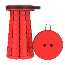 Telescopic Folding Stool Adjustable Height 300lb Capacity Portable Camping Stool for Adults Fishing Red