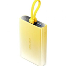 Vention 10000mAh power bank with LED display  USB-C + Lightning + USB-A  22.5W (yellow)