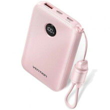 Batterie externe rose - Vention - 10000 mAh - PD 22,5 W - Li-poly - 310 g - 104 x 67 x 20,5