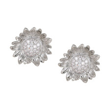 Fashion Flower Pattern Buckles Ear Hook Adornment For-Silver