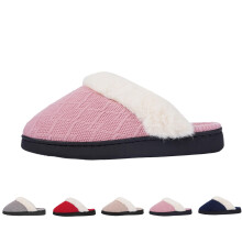 Women's House Slippers Warm Knit Fuzzy Slippers with Memory Foam Cushioning and AntiSlip Rubber Sole