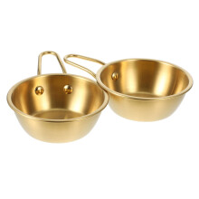 2pcs Golden Korean Wine Bowls with Handle, Durable Stainless Steel Drinking Bowl for Restaurant and Outdoor Use