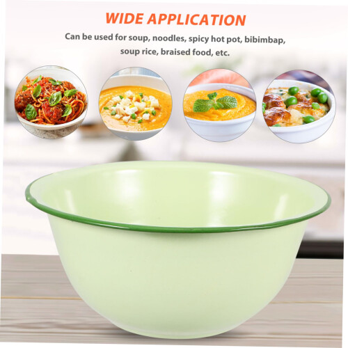 Retro Enamel Bowl Thickened MultiPurpose Kitchen Basin for Food Storage and Home Use 2