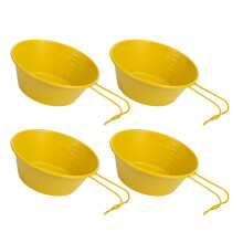 4Pcs 304 Stainless Steel Camping Bowls with Folding Handles, Durable Outdoor Tableware for Hiking and Cooking