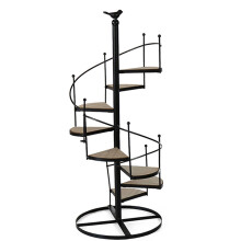 8 Tier Tall Plant Stand Metal and Wood Corner Shelf Organizer, Black SpaceSaving Indoor Outdoor Display Rack