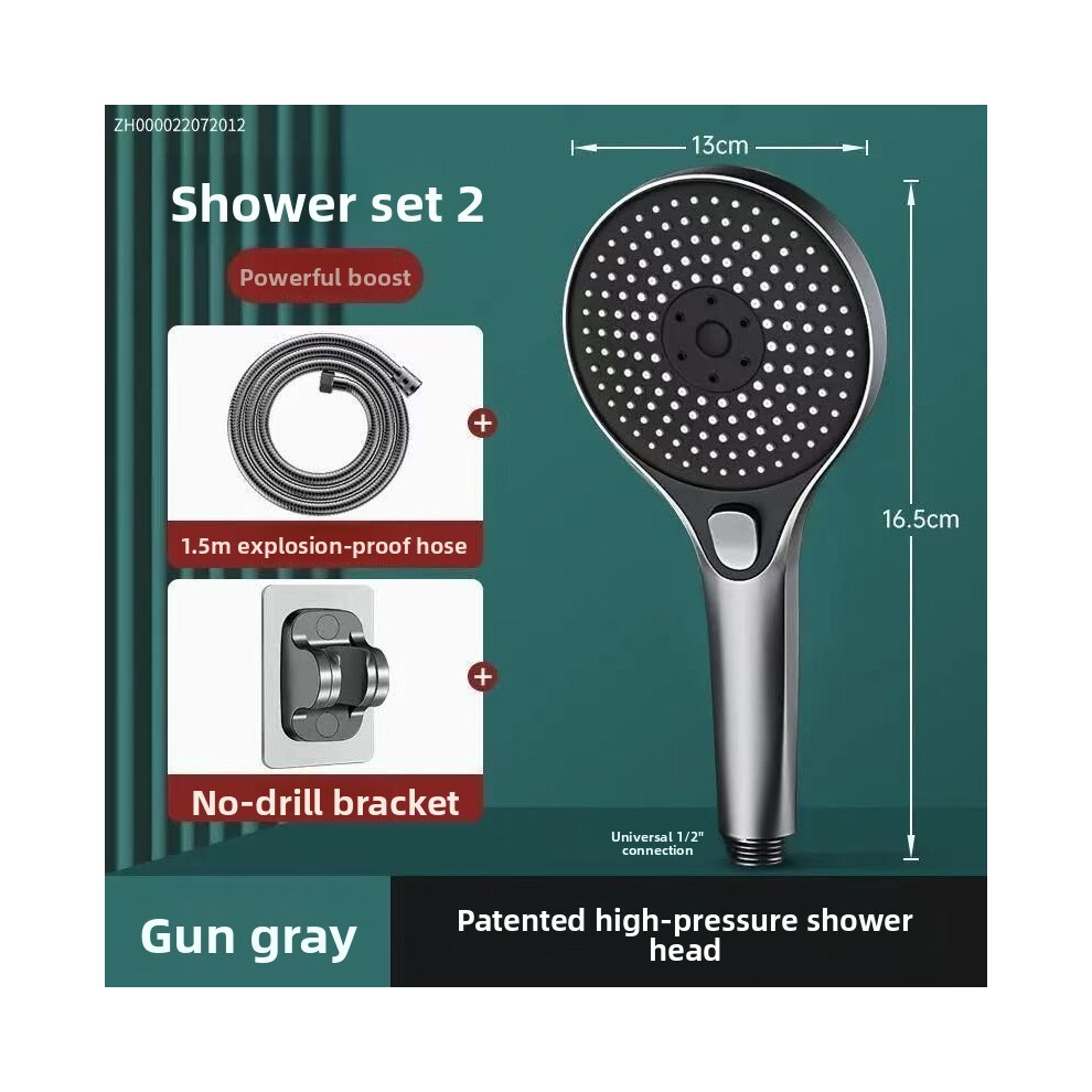 (3Pcs Gray) Pressurized High Pressure Shower Head Handheld Wall Mounted Rain Shower For Set Bathroom 699367458779