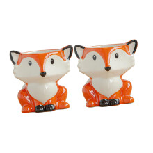 Cute Animal Succulent Pots Set of 2 Ceramic Planters with Drainage Holes for Indoor Home Decor