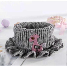 (grey) Children's scarf knitted warm neck cover boys and girls scarf lace protective neck scarf