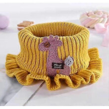 (yellow) Children's scarf knitted warm neck cover boys and girls scarf lace protective neck scarf