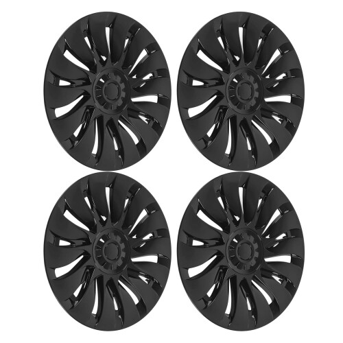 4Pcs Glossy Black Hub Cover 19-Inch for Model Y