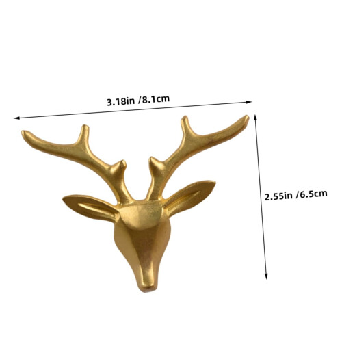 Vintage Brass Deer Head Cabinet Handles Drawer Pulls Solid Brass Rustic Accent for Dresser and Kitchen 1