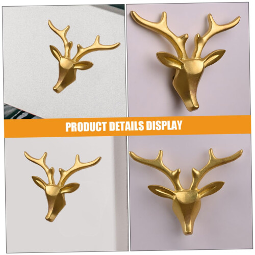 Vintage Brass Deer Head Cabinet Handles Drawer Pulls Solid Brass Rustic Accent for Dresser and Kitchen 2