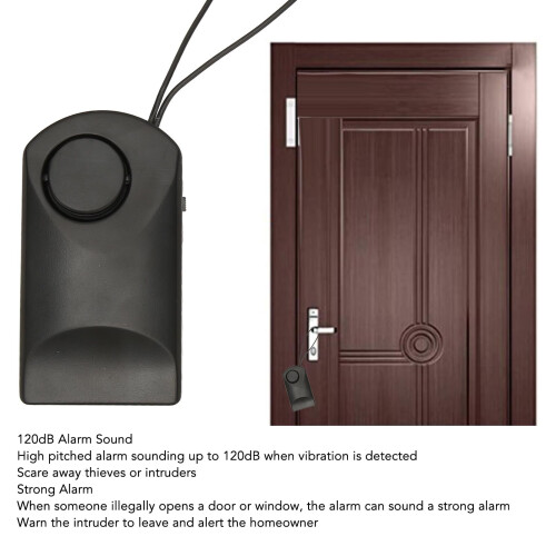 120dB Wireless Vibration Door Alarm ABS Security 2