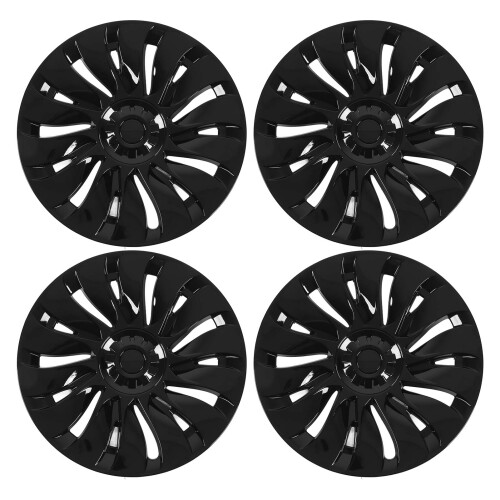 4Pcs Glossy Black Hub Cover 19-Inch for Model Y 1