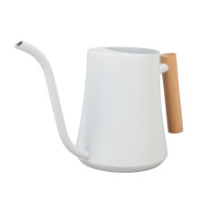Indoor Watering Can with Long Spout, Modern Matte Black Stainless Steel Plant Watering Can with Wooden Handle 1L