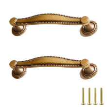 Vintage Brass Cabinet Handles Set of 2, Solid Brass Construction 128mm, Antique Drawer Pulls for Dresser and Kitchen Cabinets